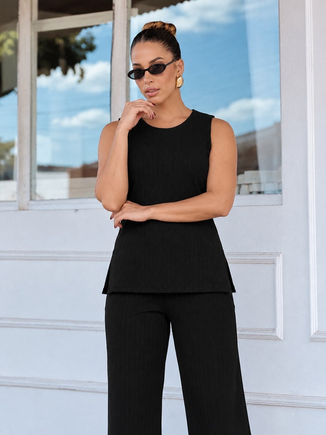 Conjunto Regata Preto c/ bolso - REF. 011 — Conjuntos de atacado