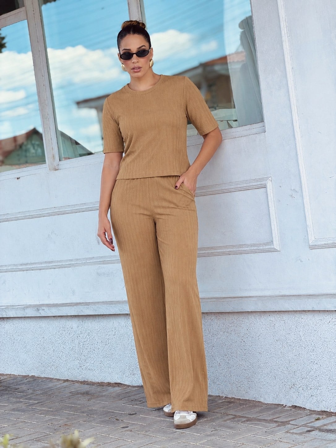 Conjunto Semi Cropped caramelo- REF. 005 — Conjuntos de atacado