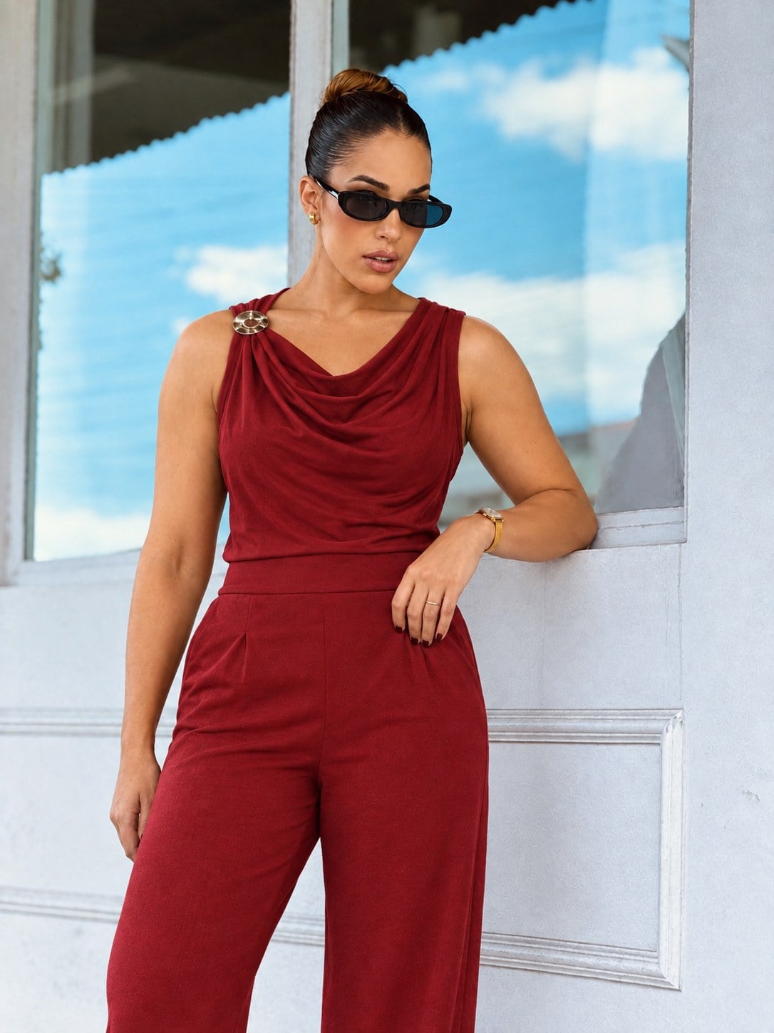 Conj. Fivela vermelho com bolso (FORRADO)- REF. 002 — foto 2